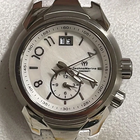 TechnoMarine Sea Dream Dual Time Leather Wrist Watch in Color White Technomarine Women main image 4